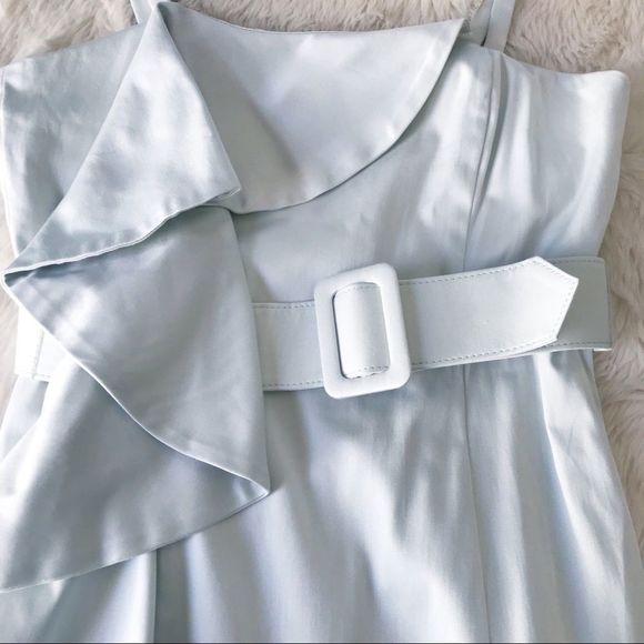 ANTONIO MELANI Draped Midi Dress Sleeveless Sheath Ruffle Mint Green Size 8 New - Picture 7 of 16